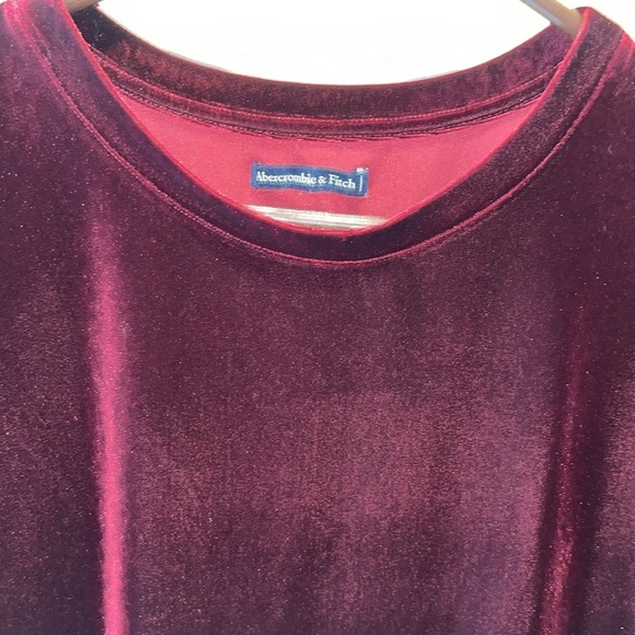 Abercrombie & Fitch   Velvet scoopneck Top short sleeves  deep maroon  Size S-M - Picture 5 of 12